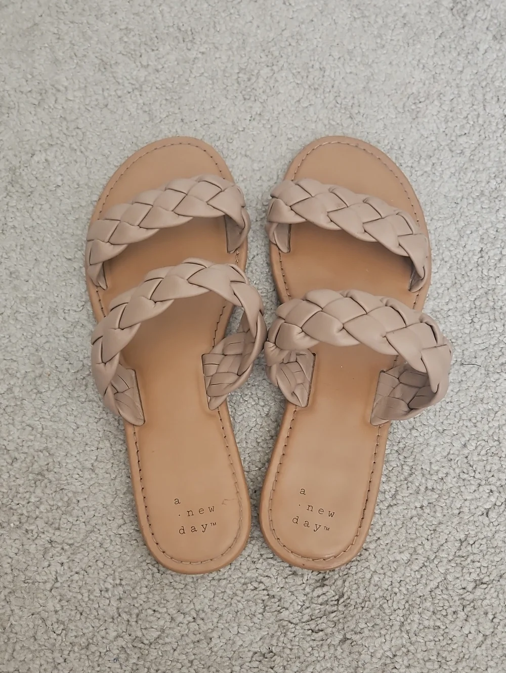 a new day Tan Nude Braided Double-Strap Slide Sandals